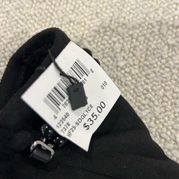 Laura Pearl Embellished Faux Suede Gloves Black - Picture 5 of 6